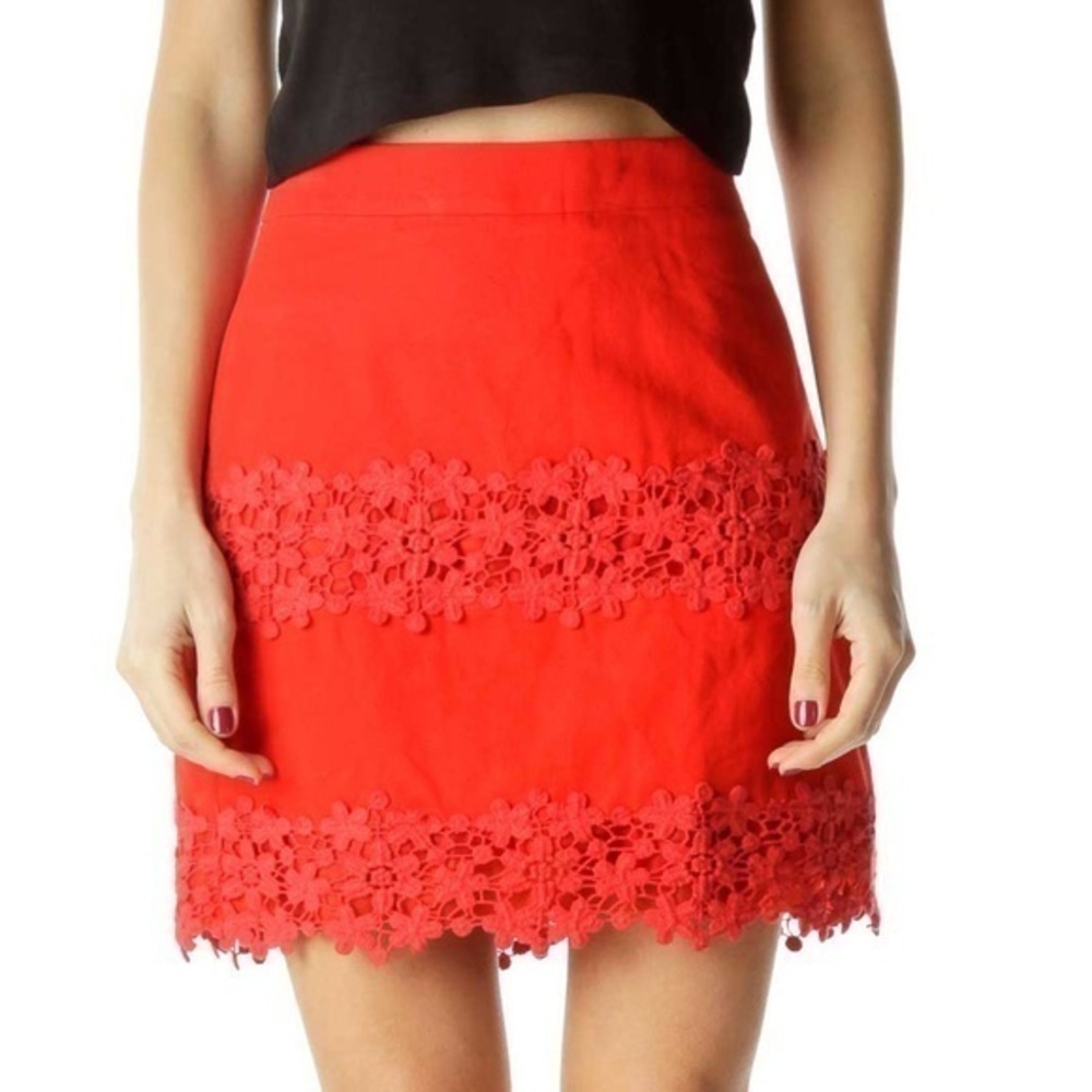 J Crew Crochet Lace Red Skirt